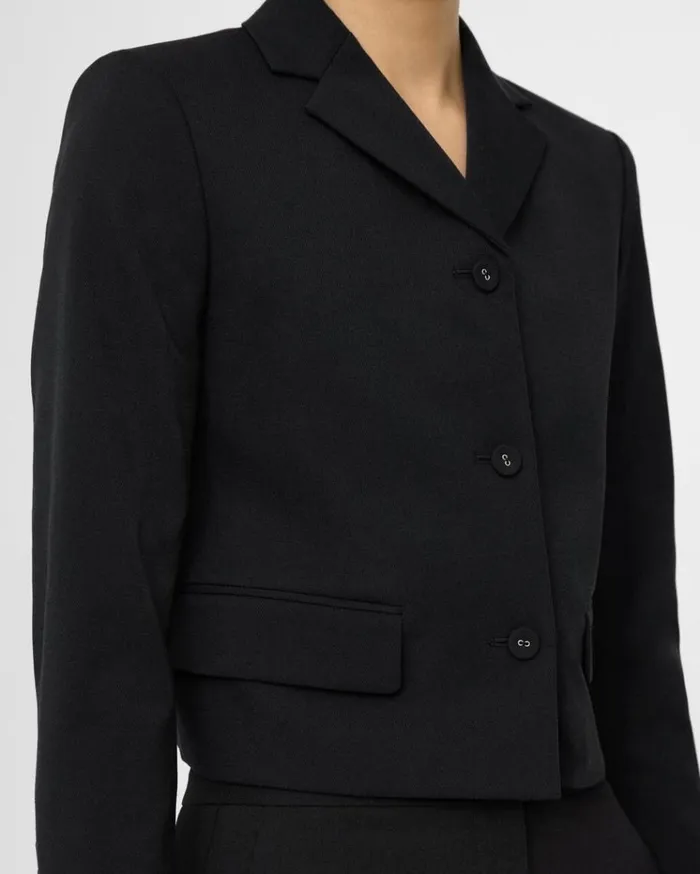 Theory Cropped Jacket In Textured Gabardine Black Women Suits Theory Cropped Jacket In Textured Gabardine Black Women Suits