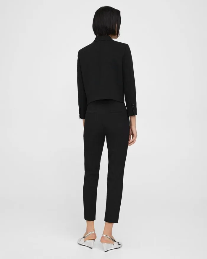 Theory Cropped Jacket In Textured Gabardine Black Women Suits Theory Cropped Jacket In Textured Gabardine Black Women Suits