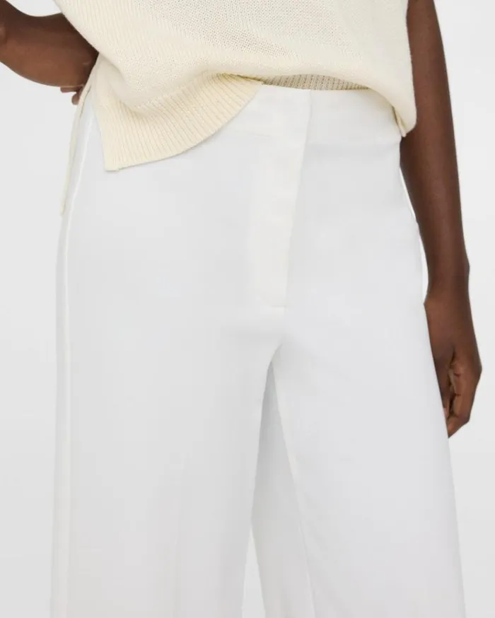 Theory Cropped WideLeg Pant In Precision Ponte White Women Pants
