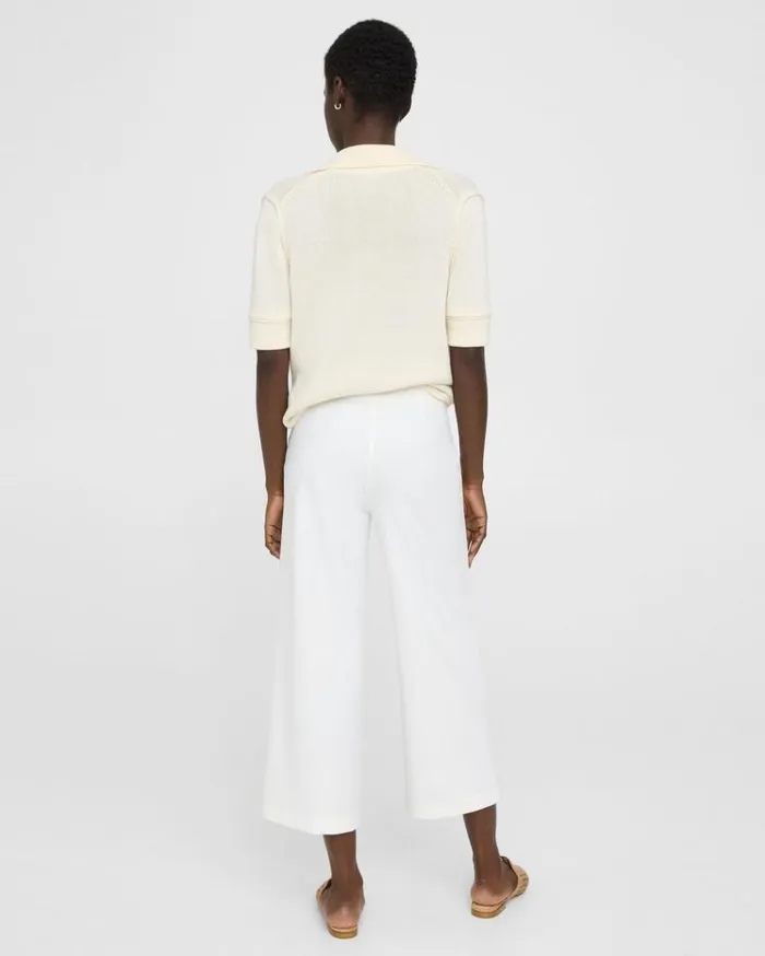 Theory Cropped WideLeg Pant In Precision Ponte White Women Pants