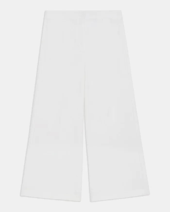 Theory Cropped WideLeg Pant In Precision Ponte White Women Pants
