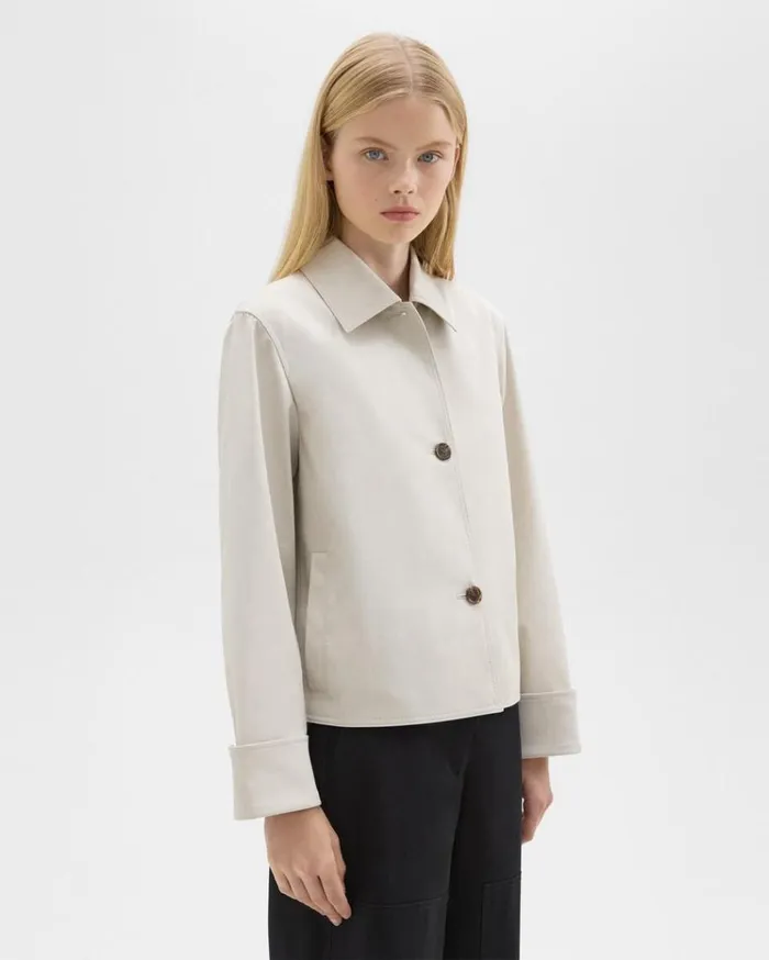 Theory Cuffed Oversize Jacket In CottonBlend Sand Women Outerwear Theory Cuffed Oversize Jacket In CottonBlend Sand Women Outerwear