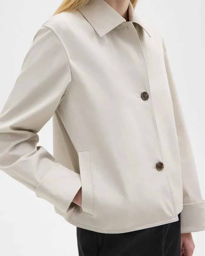 Theory Cuffed Oversize Jacket In CottonBlend Sand Women Outerwear Theory Cuffed Oversize Jacket In CottonBlend Sand Women Outerwear