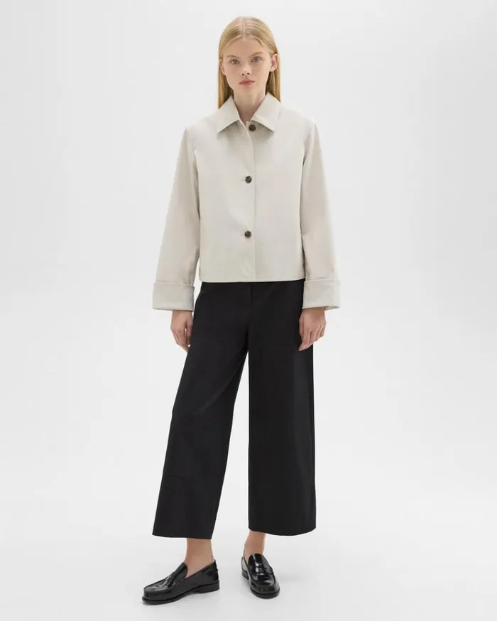 Theory Cuffed Oversize Jacket In CottonBlend Sand Women Outerwear Theory Cuffed Oversize Jacket In CottonBlend Sand Women Outerwear