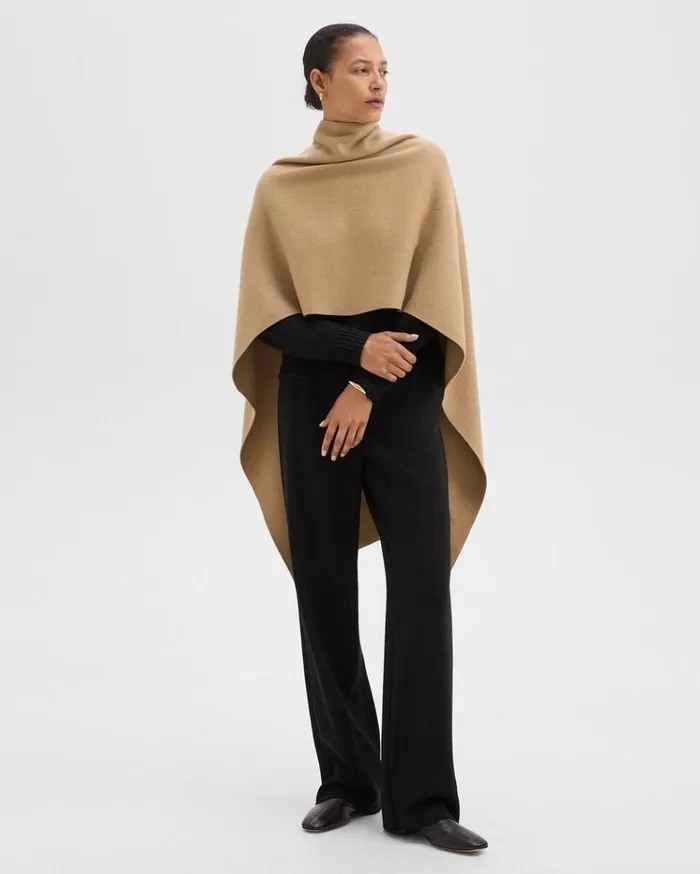 Theory Draped Poncho In Felted WoolCashmere New Camel Women Hats Gloves Scarves Theory Draped Poncho In Felted WoolCashmere New Camel Women Hats Gloves Scarves
