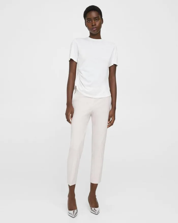 Theory Draped Tee In Organic Cotton White Women TShirts Tank Tops