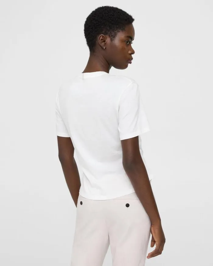 Theory Draped Tee In Organic Cotton White Women TShirts Tank Tops