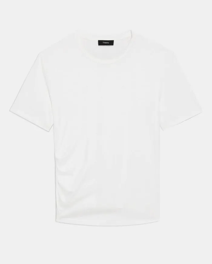 Theory Draped Tee In Organic Cotton White Women TShirts Tank Tops