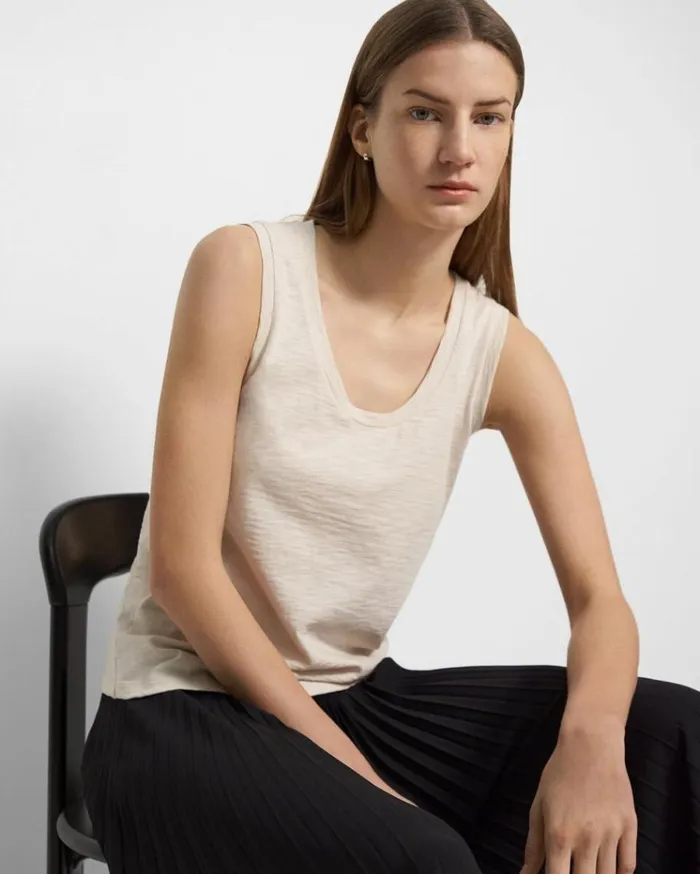 Theory Easy Tank Top In Organic Slub Cotton Canvas Women TShirts Tank Tops