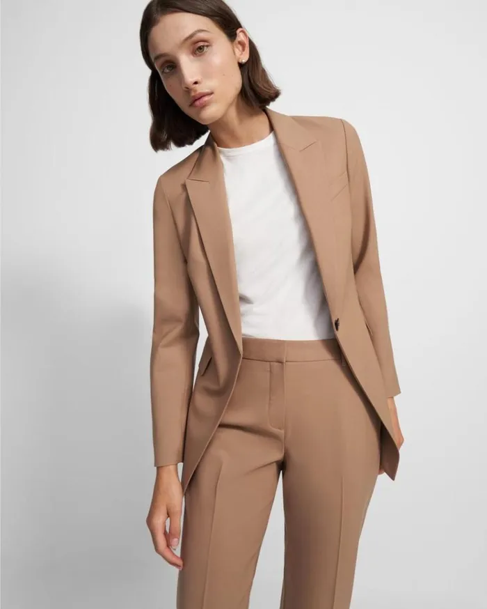 Theory Etiennette Blazer In Good Wool Camel Women Suits