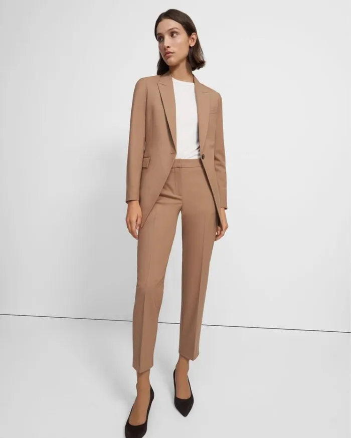 Theory Etiennette Blazer In Good Wool Camel Women Suits