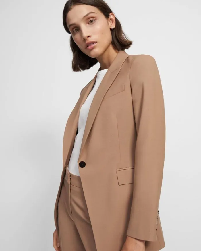 Theory Etiennette Blazer In Good Wool Camel Women Suits