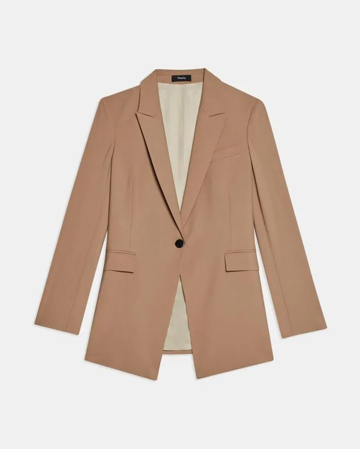 Theory Etiennette Blazer In Good Wool Camel Women Suits