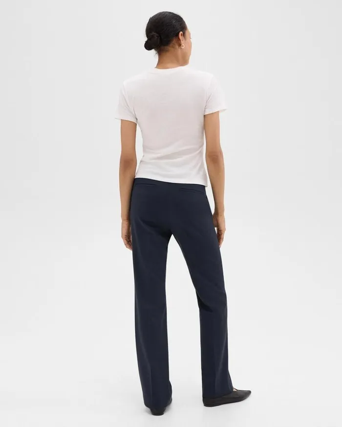 Theory Flared Pant In Good Wool Nocturne Navy Women Pants