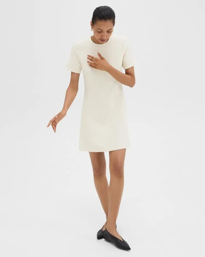 Theory Flared ShortSleeve Dress In Admiral Crepe Rice Women Dresses