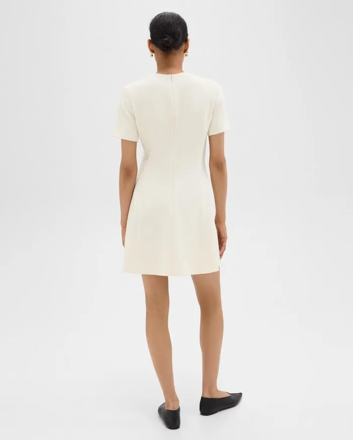Theory Flared ShortSleeve Dress In Admiral Crepe Rice Women Dresses