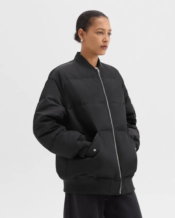 Theory Flight Puffer Jacket In Recycled Nylon Black Women Outerwear Theory Flight Puffer Jacket In Recycled Nylon Black Women Outerwear