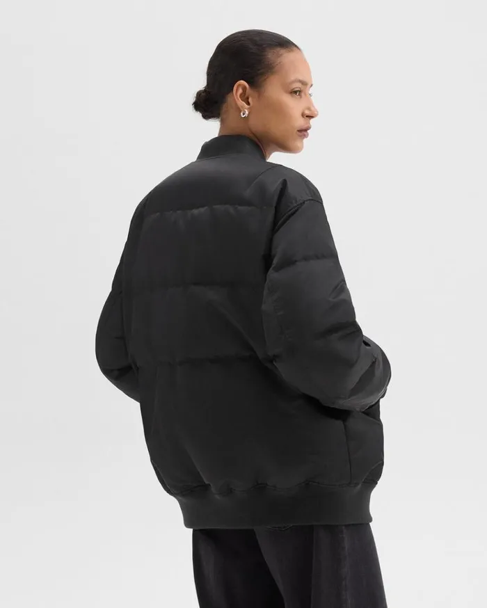 Theory Flight Puffer Jacket In Recycled Nylon Black Women Outerwear Theory Flight Puffer Jacket In Recycled Nylon Black Women Outerwear