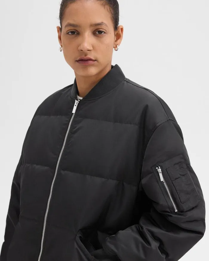 Theory Flight Puffer Jacket In Recycled Nylon Black Women Outerwear Theory Flight Puffer Jacket In Recycled Nylon Black Women Outerwear