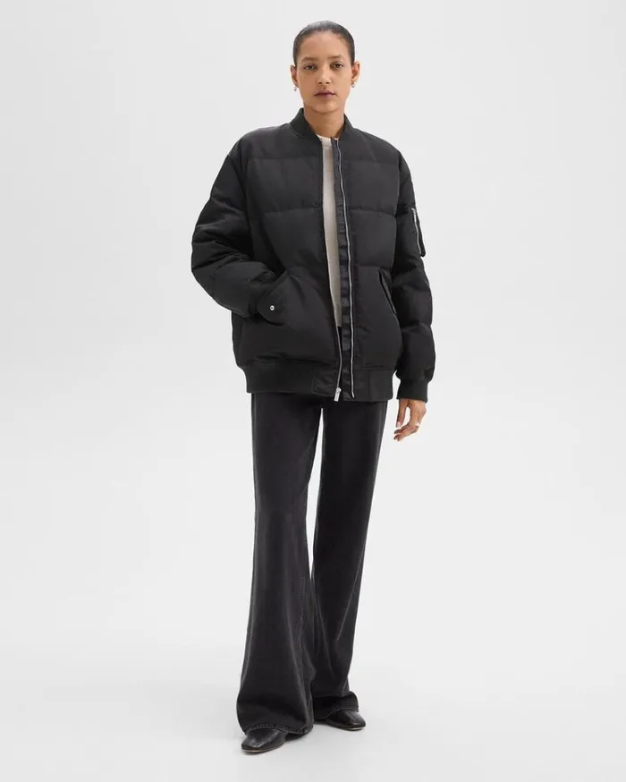 Theory Flight Puffer Jacket In Recycled Nylon Black Women Outerwear Theory Flight Puffer Jacket In Recycled Nylon Black Women Outerwear
