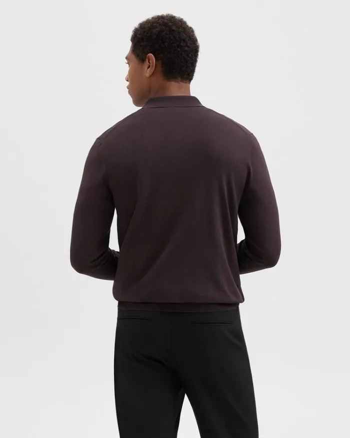 Theory Goris LongSleeve Polo Shirt In Light Bilen Hickory Men Sweaters Cardigans Theory Goris LongSleeve Polo Shirt In Light Bilen Hickory Men Sweaters Cardigans