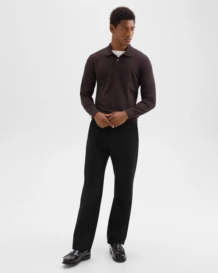 Theory Goris LongSleeve Polo Shirt In Light Bilen Hickory Men Sweaters Cardigans Theory Goris LongSleeve Polo Shirt In Light Bilen Hickory Men Sweaters Cardigans