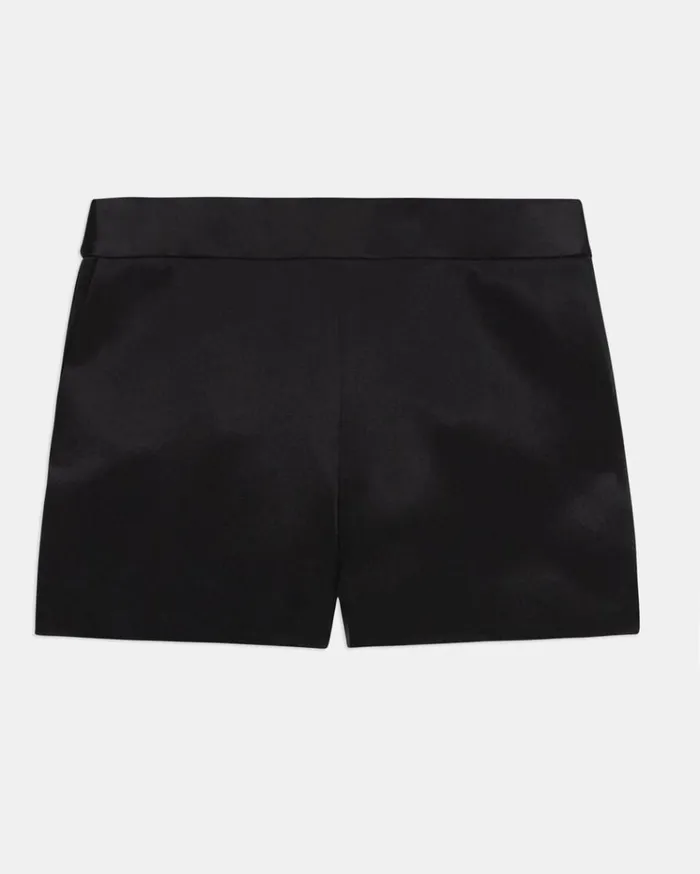 Theory HighWaist Short In Bonded Satin Black Women Tops
