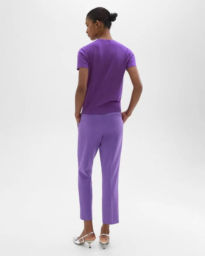 Theory HighWaist Slim Crop Pant In Admiral Crepe Bright Peony Women Pants