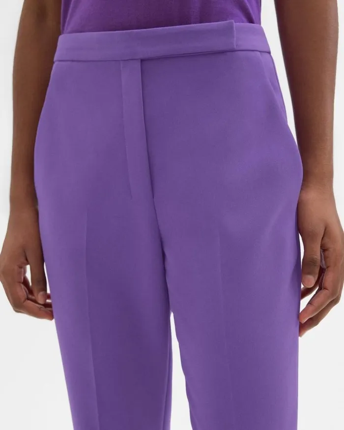 Theory HighWaist Slim Crop Pant In Admiral Crepe Bright Peony Women Pants