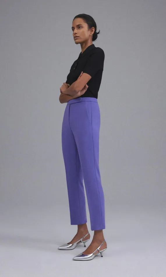 Theory HighWaist Slim Crop Pant In Admiral Crepe Bright Peony Women Pants