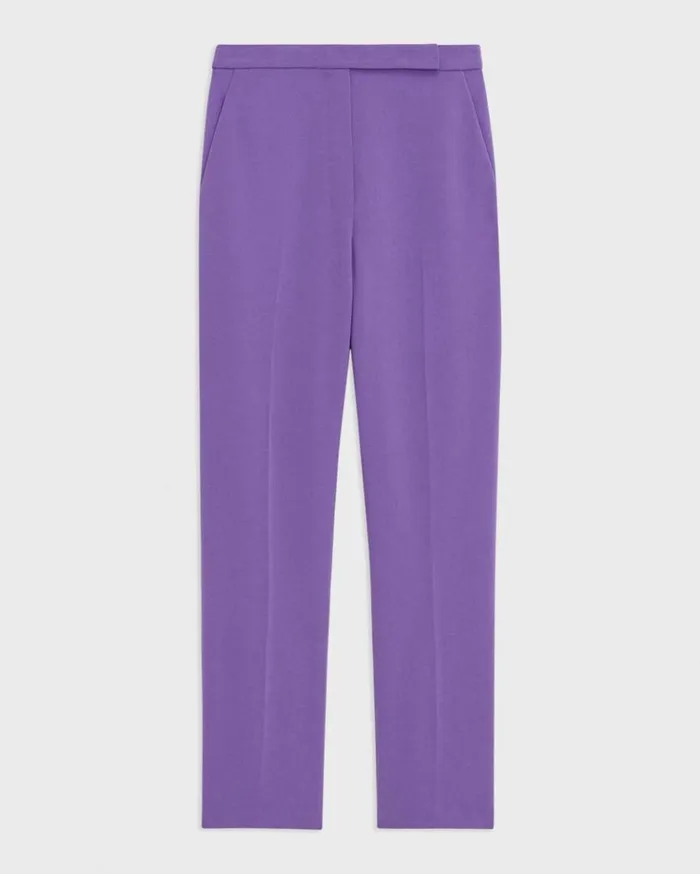 Theory HighWaist Slim Crop Pant In Admiral Crepe Bright Peony Women Pants