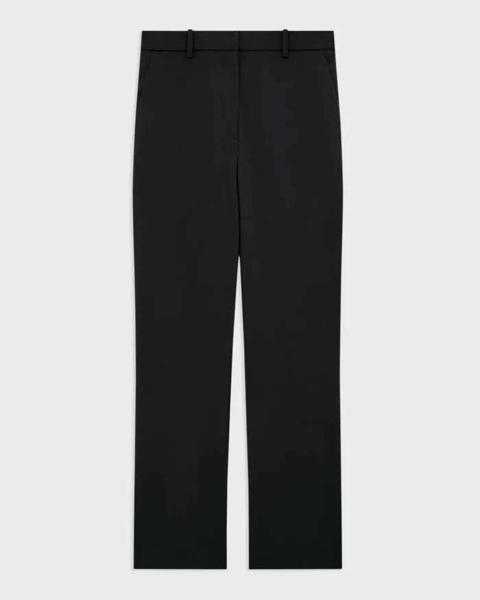 Theory HighWaist StraightLeg Pant In Good Wool Black Women Pants