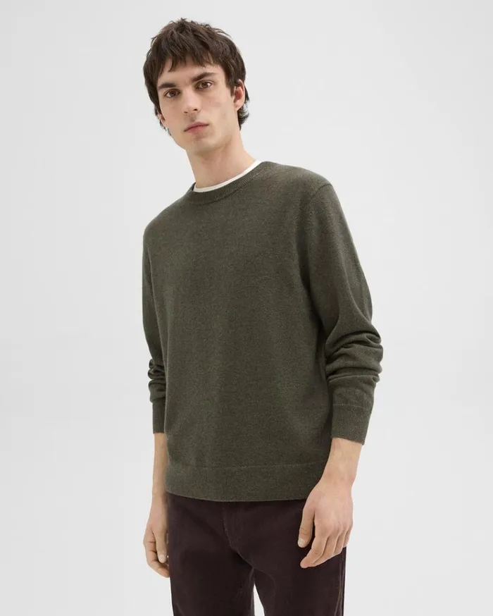 Theory Hilles Crewneck Sweater In Cashmere Hunter Green Melange Men Sweaters Cardigans Theory Hilles Crewneck Sweater In Cashmere Hunter Green Melange Men Sweaters Cardigans