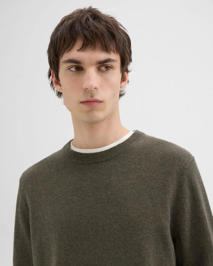Theory Hilles Crewneck Sweater In Cashmere Hunter Green Melange Men Sweaters Cardigans Theory Hilles Crewneck Sweater In Cashmere Hunter Green Melange Men Sweaters Cardigans