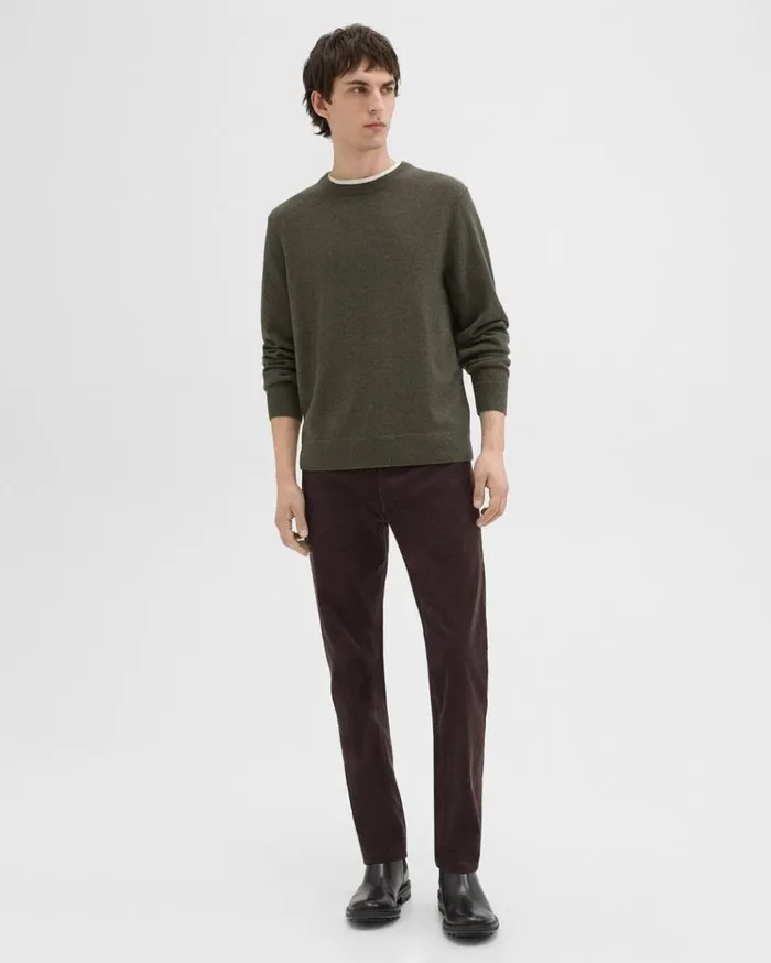Theory Hilles Crewneck Sweater In Cashmere Hunter Green Melange Men Sweaters Cardigans Theory Hilles Crewneck Sweater In Cashmere Hunter Green Melange Men Sweaters Cardigans