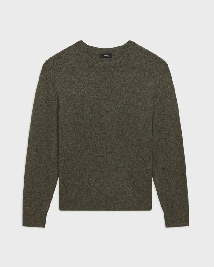Theory Hilles Crewneck Sweater In Cashmere Hunter Green Melange Men Sweaters Cardigans Theory Hilles Crewneck Sweater In Cashmere Hunter Green Melange Men Sweaters Cardigans