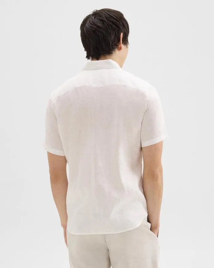 Theory Irving ShortSleeve Shirt In Relaxed Linen White Men Shirts Theory Irving ShortSleeve Shirt In Relaxed Linen White Men Shirts