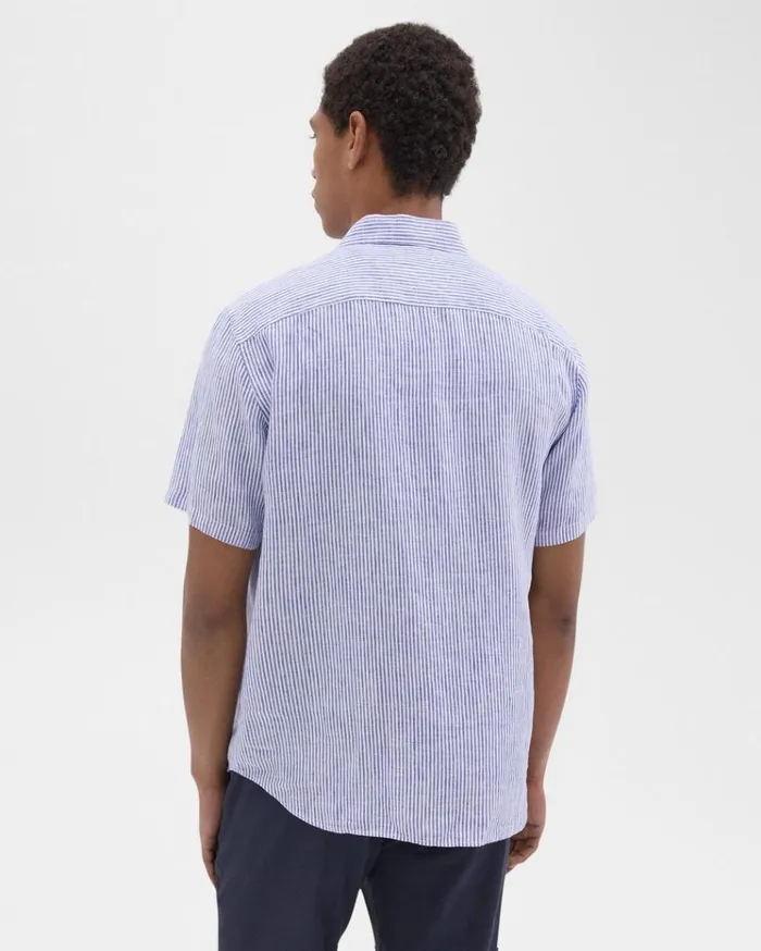 Theory Irving ShortSleeve Shirt In Relaxed Linen Whiteocean Men Shirts Theory Irving ShortSleeve Shirt In Relaxed Linen Whiteocean Men Shirts