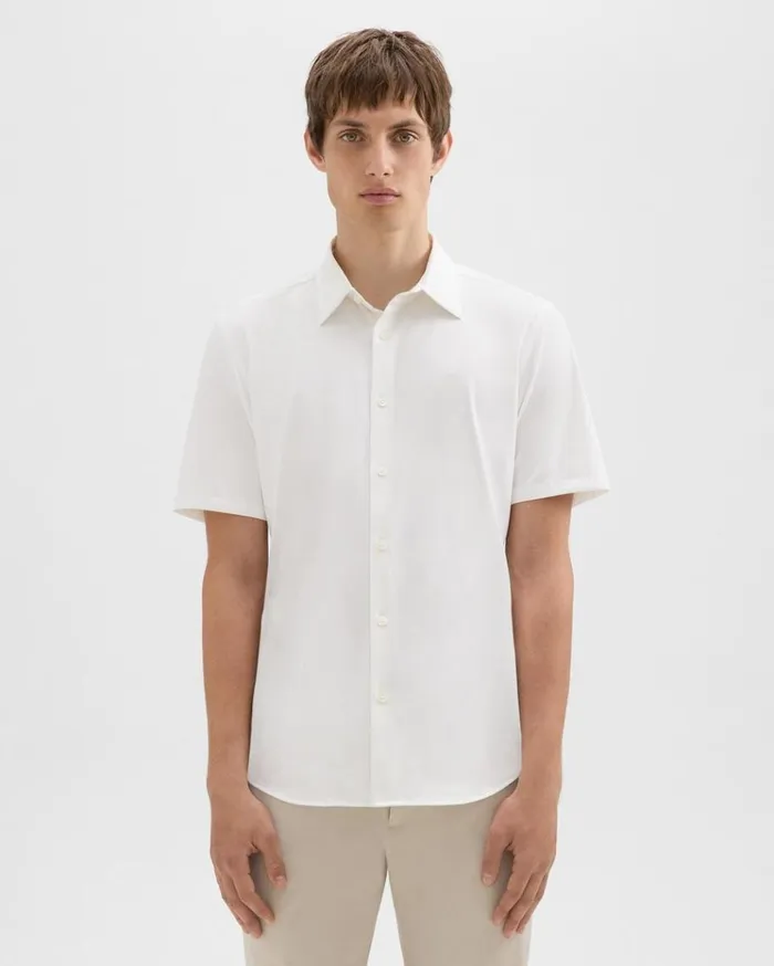 Theory Irving ShortSleeve Shirt In Structure Knit White Men Shirts