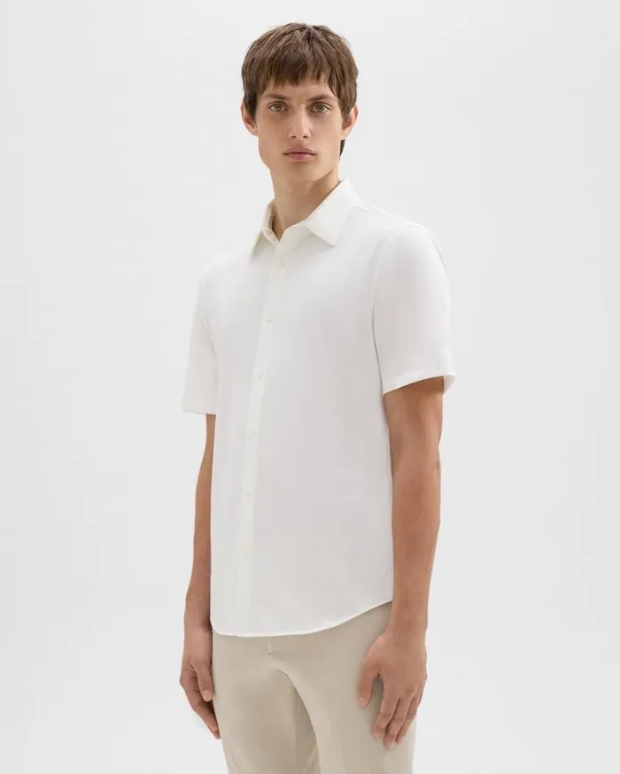 Theory Irving ShortSleeve Shirt In Structure Knit White Men Shirts Theory Irving ShortSleeve Shirt In Structure Knit White Men Shirts