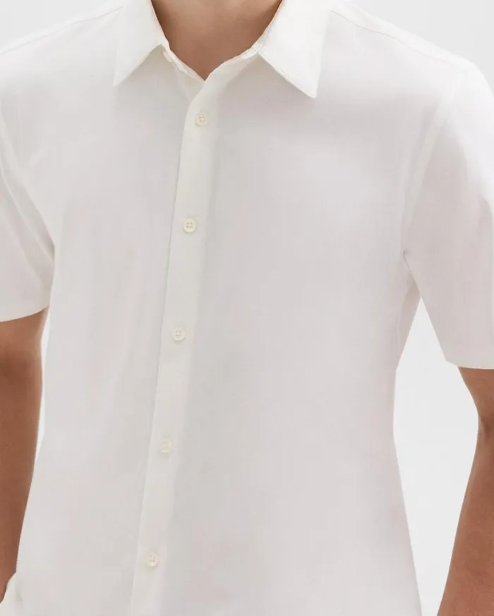 Theory Irving ShortSleeve Shirt In Structure Knit White Men Shirts Theory Irving ShortSleeve Shirt In Structure Knit White Men Shirts
