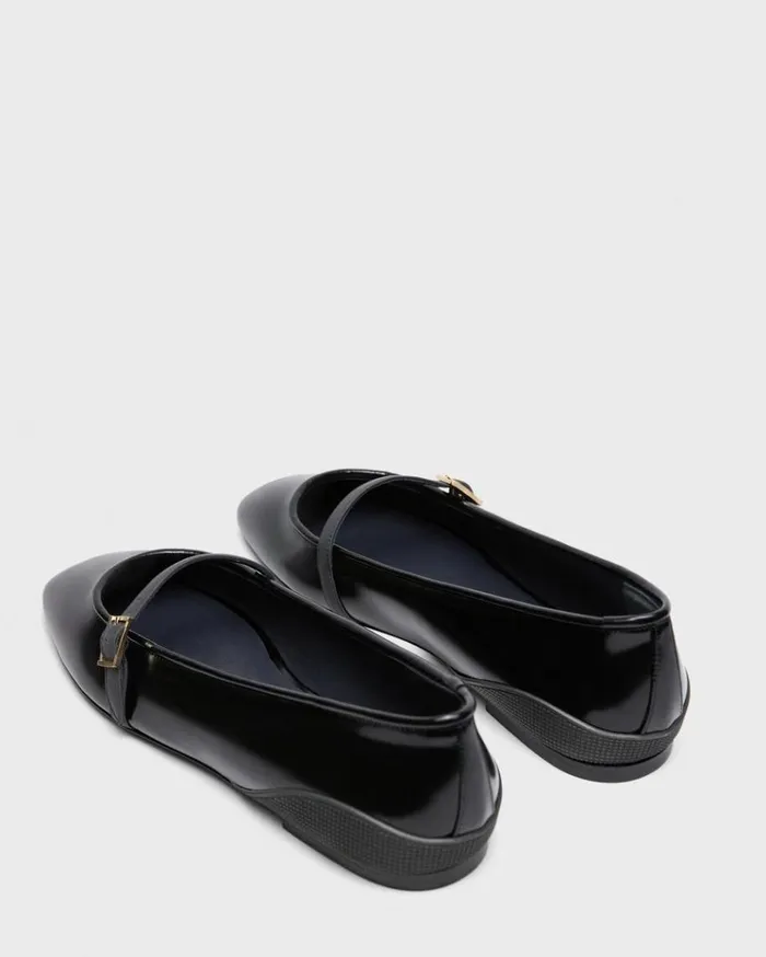 Theory Leather Ballerina Flat Black Women Shoes