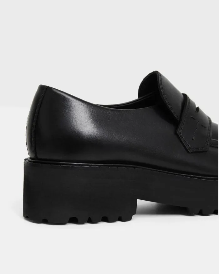 Theory Leather Platform Loafer Black Women Shoes