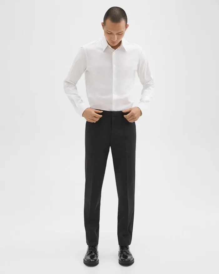 Theory Mayer Pant In Stretch Wool Black Men Pants