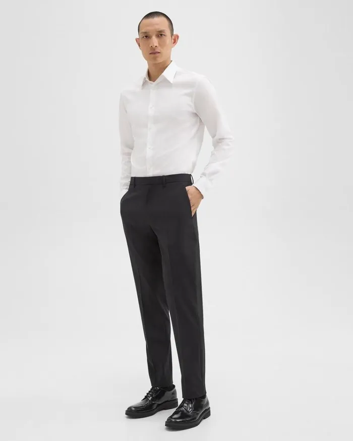 Theory Mayer Pant In Stretch Wool Black Men Pants