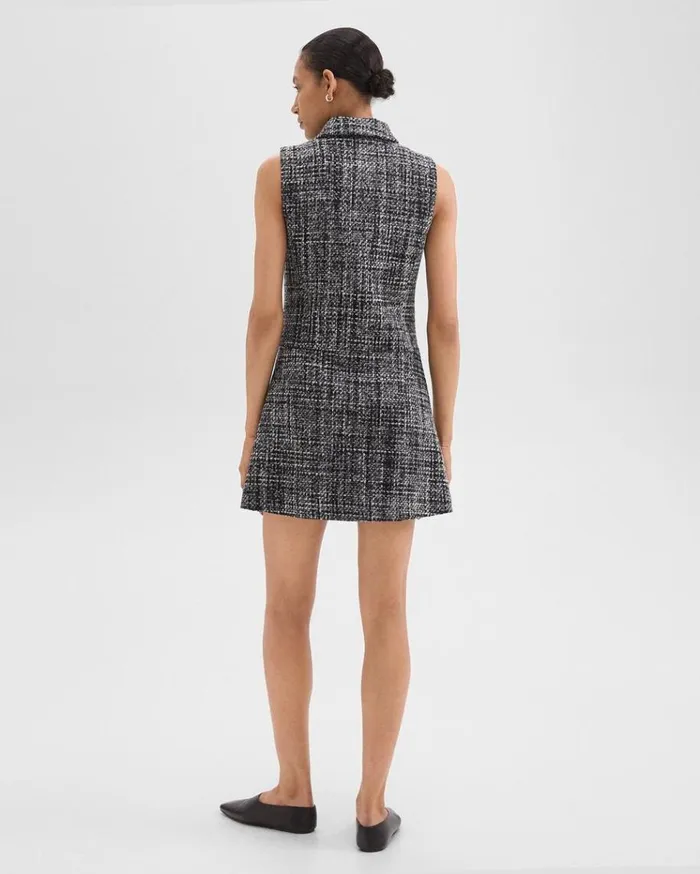 Theory Military Mini Dress In Mlange Tweed Black Multi Women Dresses Theory Military Mini Dress In Mlange Tweed Black Multi Women Dresses
