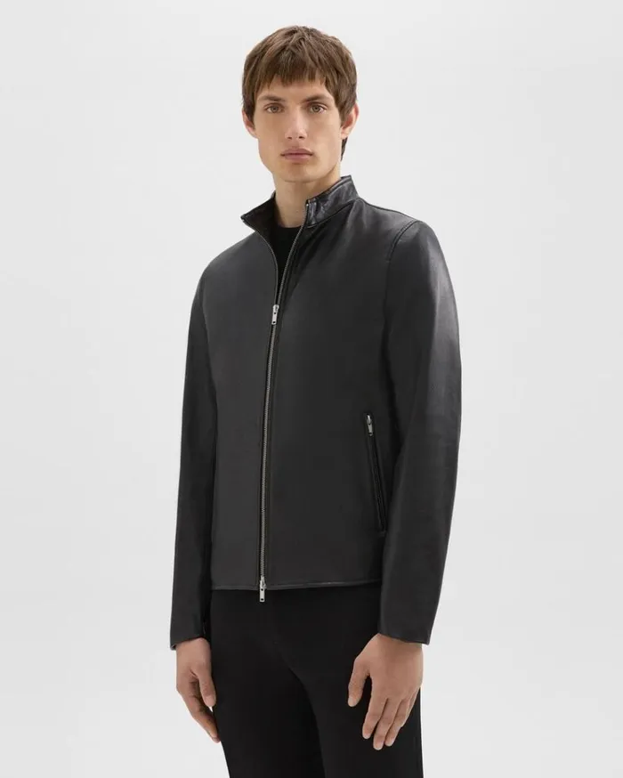 Theory Morvek Zip Jacket In Leather Black Men Blazers Jackets Theory Morvek Zip Jacket In Leather Black Men Blazers Jackets