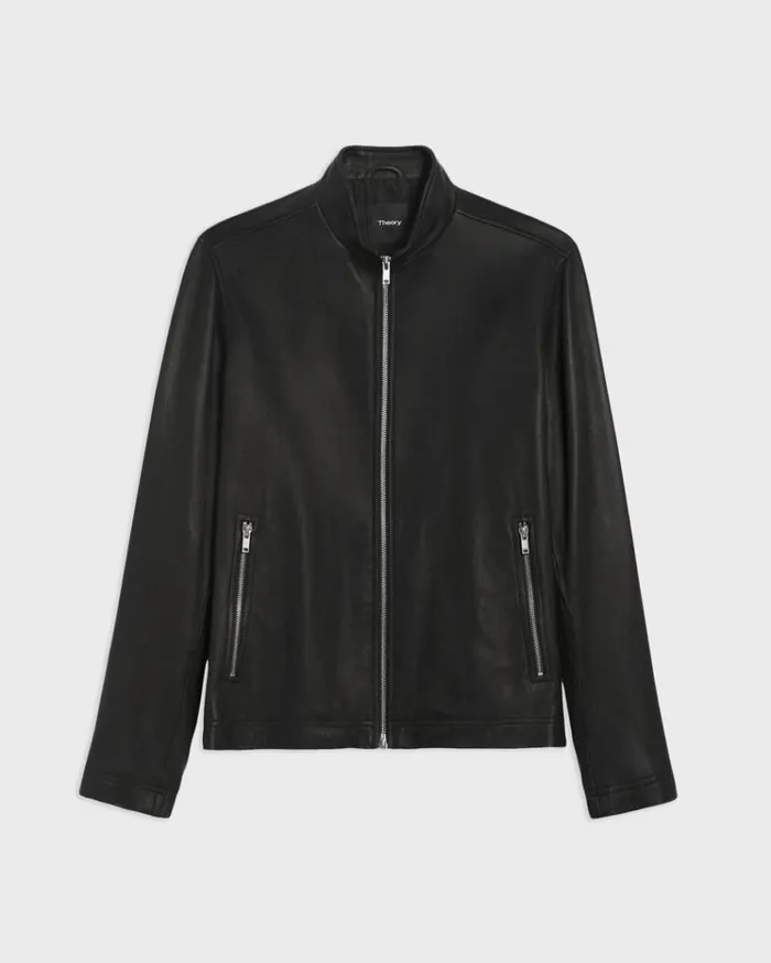 Theory Morvek Zip Jacket In Leather Black Men Blazers Jackets Theory Morvek Zip Jacket In Leather Black Men Blazers Jackets