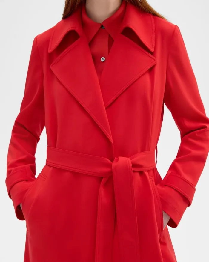 Theory Oaklane Trench Coat In Admiral Crepe Geranium Women Outerwear