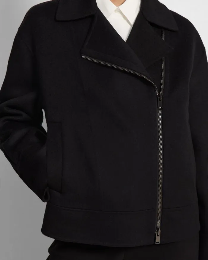 Theory Oversized Moto Jacket In DoubleFace WoolCashmere Black Women Outerwear